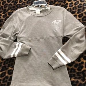 PINK Grey Crewneck